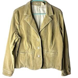 St. John's Bay Courduroy Blazer Women's XL Tan Classic Retro MOD Modern Utility